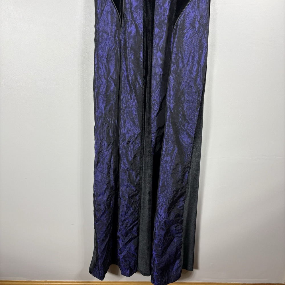 VTG Cykxtees Large‎ Black Purple Velvet Sleeveless Medieval Goth Gown Maxi Dress - Picture 8 of 12